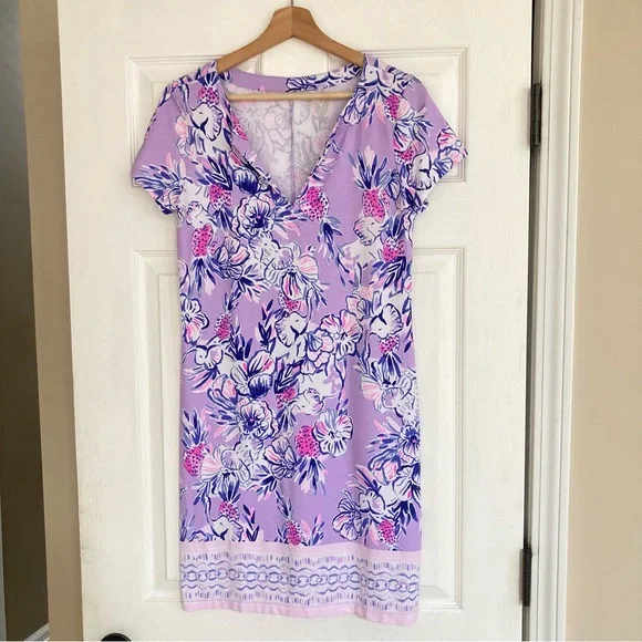 Lilly Pulitzer UPF 50+ Sophiletta Dress in Light Lilac Trunks In The Air, Size S - Picture 4 of 13